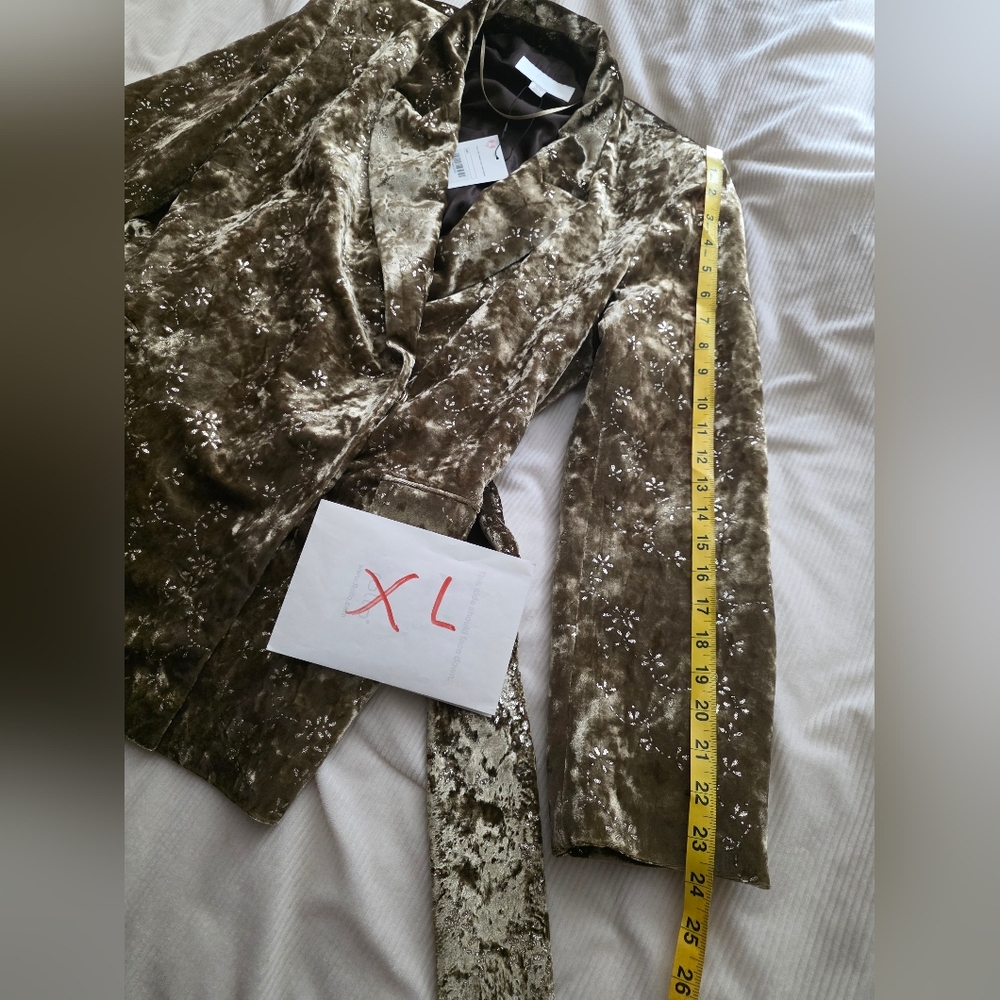 Zara METALLIC THREAD VELVET BLAZER WITH BELT Golden Zw Collection BLAZER ONLY - Picture 15 of 16